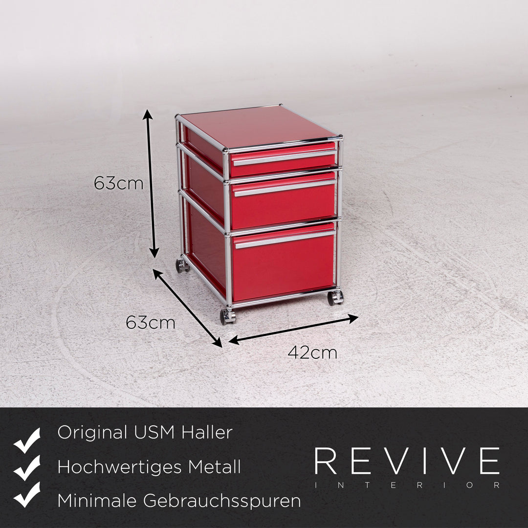 USM Haller Metall Regal Sideboard Rollcontainer Set 3 Schubladen Rot #10098