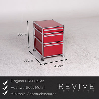 USM Haller Metall Regal Sideboard Rollcontainer 3 Schubladen Rot #10062