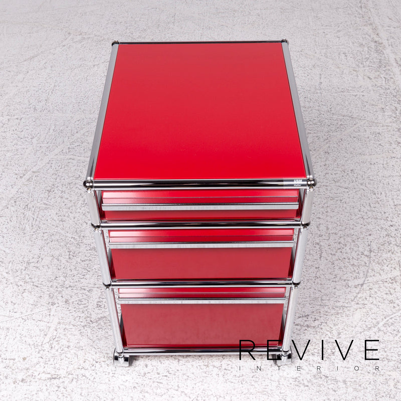 USM Haller Metall Regal Sideboard Rollcontainer 3 Schubladen Rot 