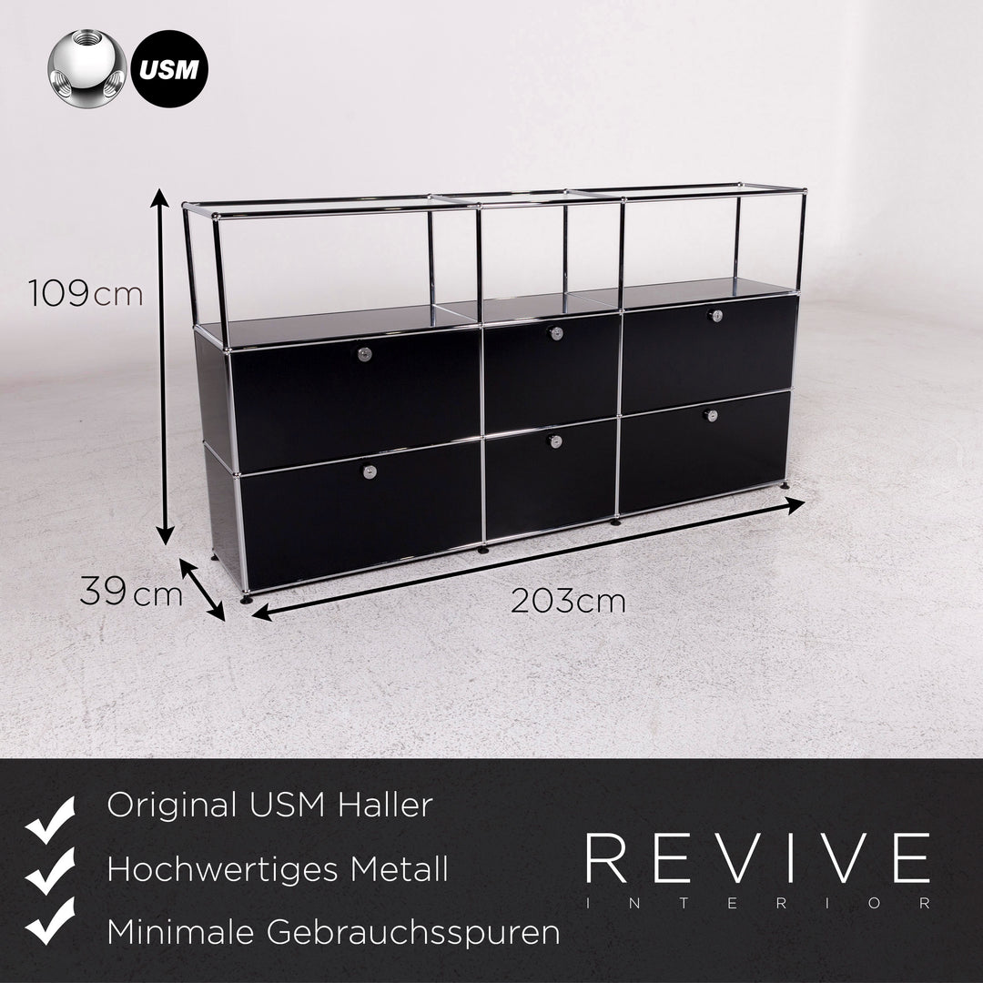 aufbewahrung schwarz metall USM Sideboard Haller Schwarz Metall - 2. Hand