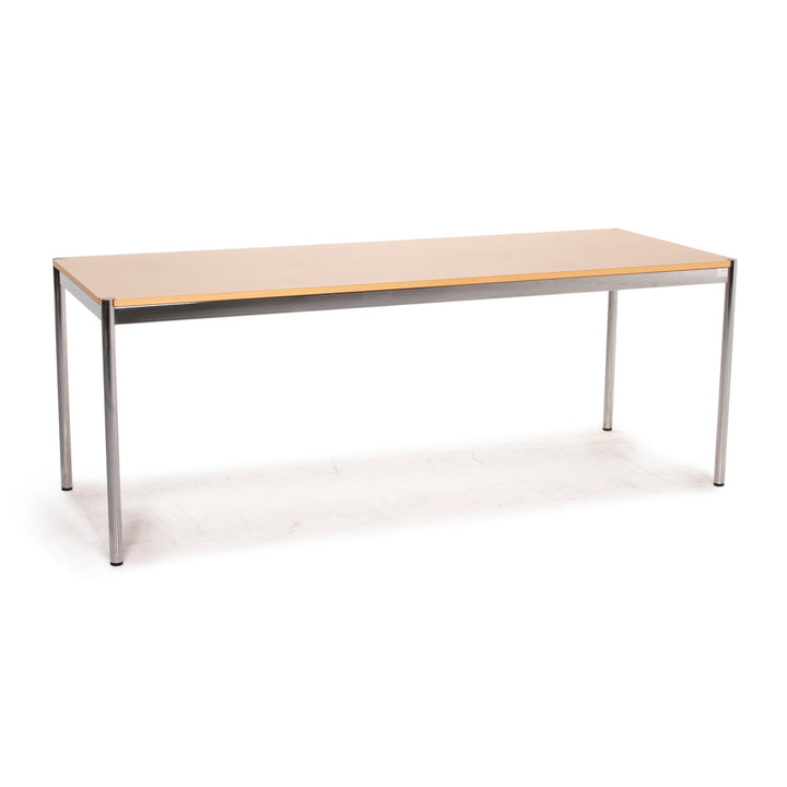 USM Haller Metall Schreibtisch Holz Braun Tisch