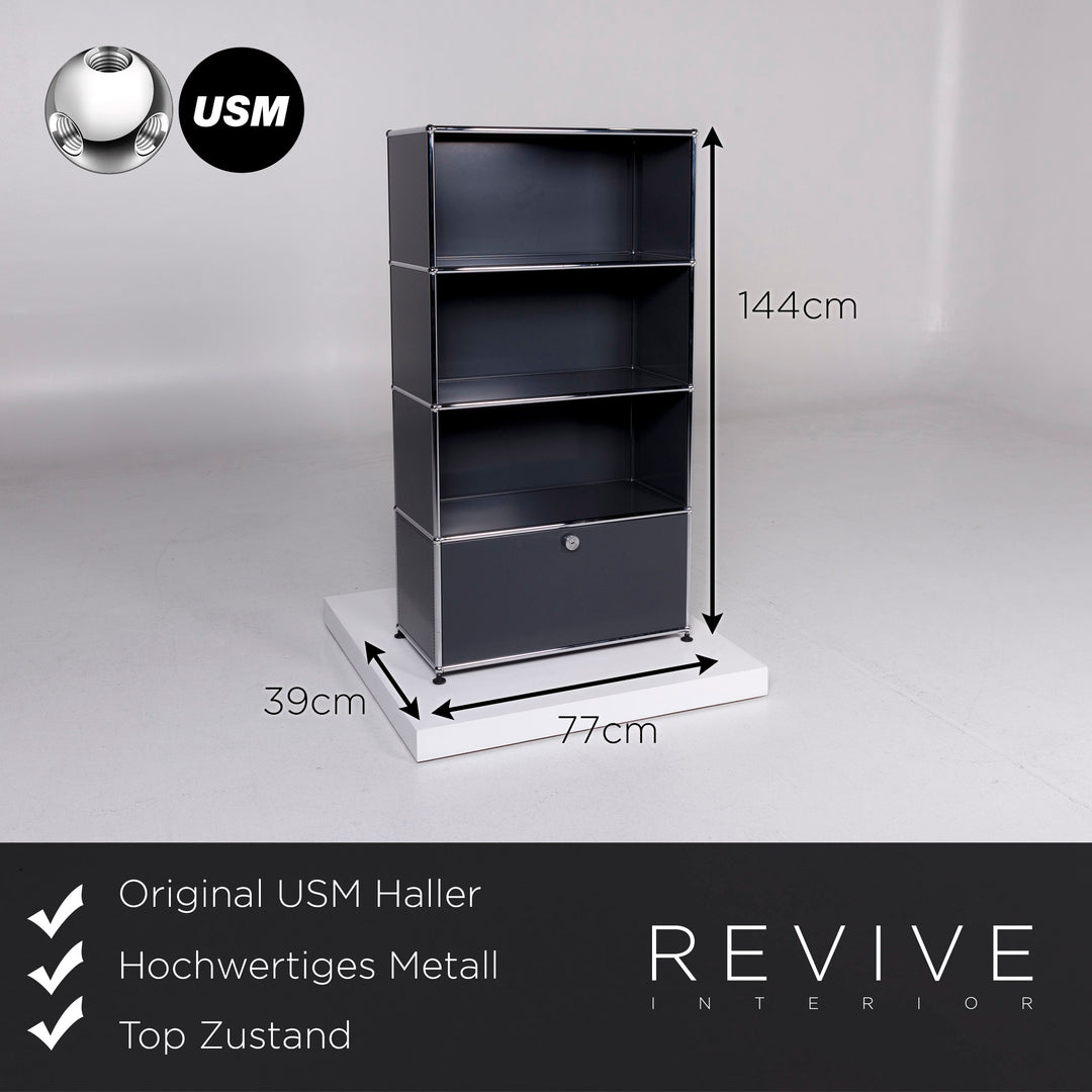 USM Haller metal sideboard set anthracite 2x shelf chrome office furniture #10706