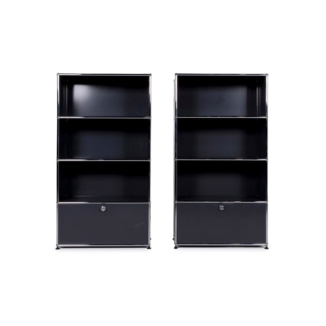 USM Haller metal sideboard set anthracite 2x shelf chrome office furniture #10706