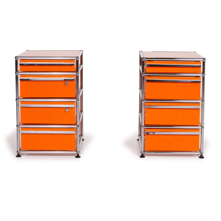 USM Haller Metall Sideboard Garnitur Orange Container Chrom Büro #14187