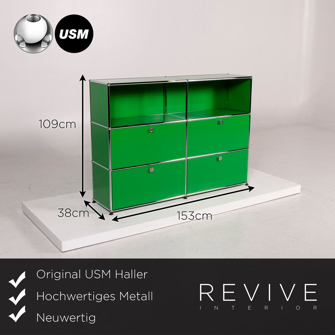 USM Haller Metal Sideboard Green Shelf Office Furniture #11869