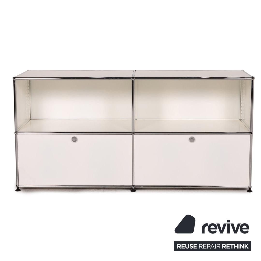 USM Haller metal sideboard white 2x2 drawers compartments shelf office furniture