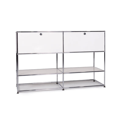 USM Haller Metall Sideboard Garnitur Weiß 2x Regal Chrom Büromöbel #10536