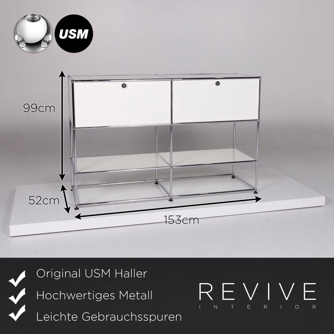 USM Haller metal sideboard set white 2x shelf chrome office furniture #10536