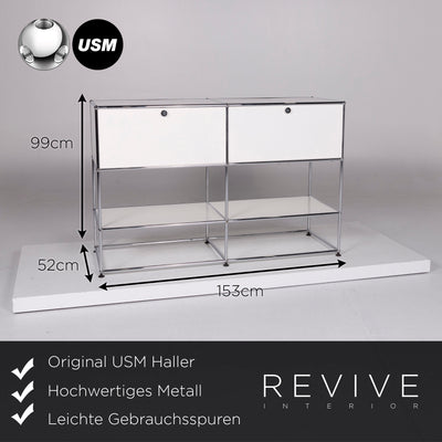 USM Haller Metall Sideboard Garnitur Weiß 2x Regal Chrom Büromöbel #10536