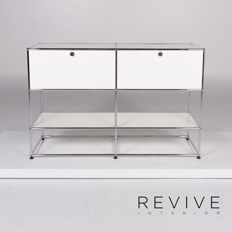 USM Haller Metall Sideboard Garnitur Weiß 2x Regal Chrom Büromöbel 