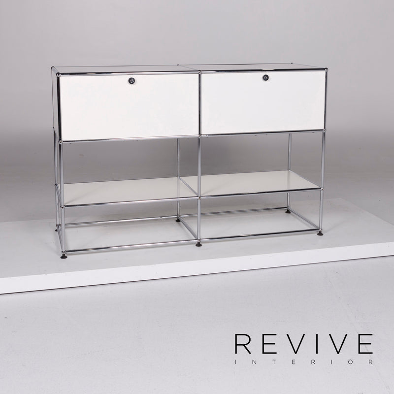 USM Haller Metall Sideboard Garnitur Weiß 2x Regal Chrom Büromöbel 