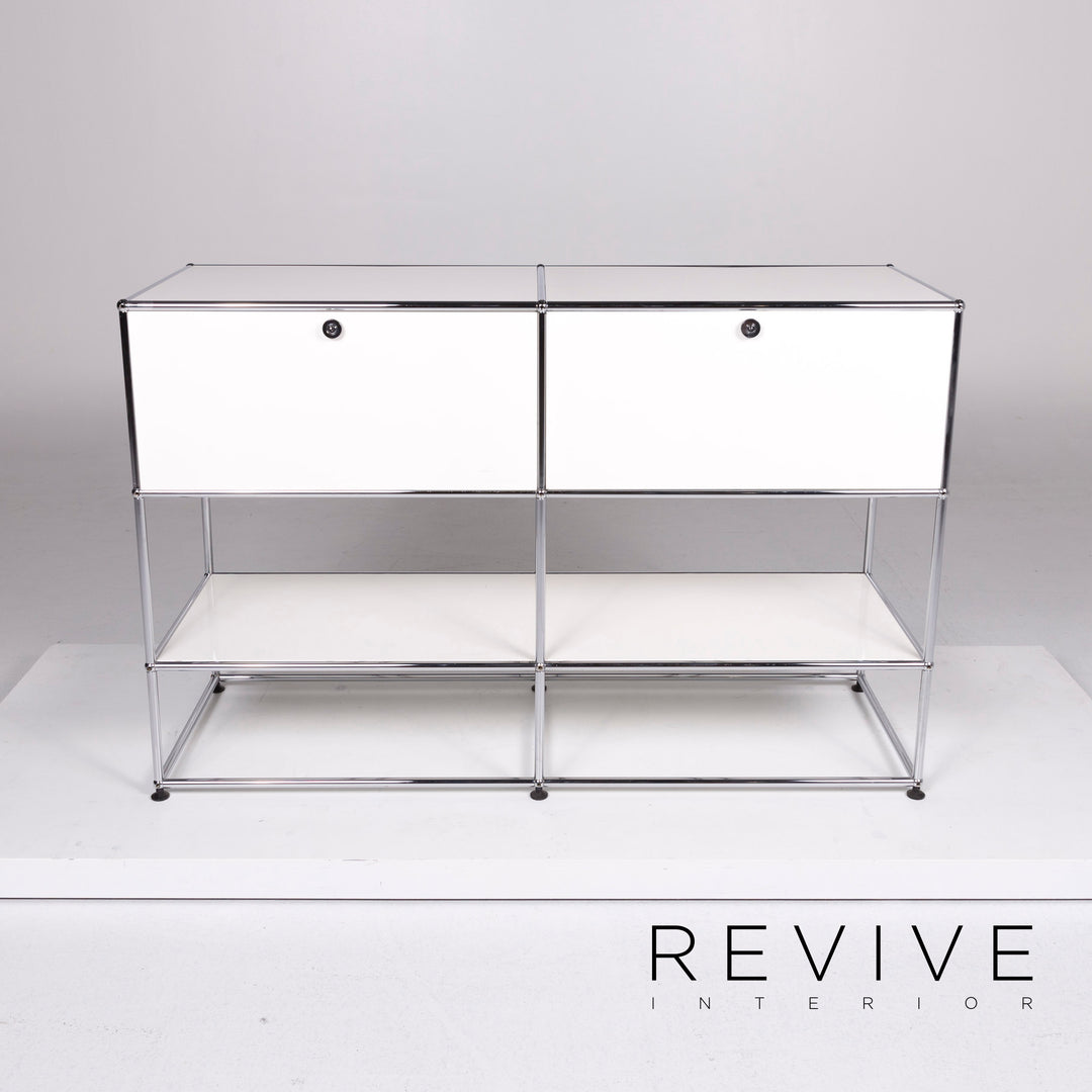 USM Haller metal sideboard set white 2x shelf chrome office furniture #10536