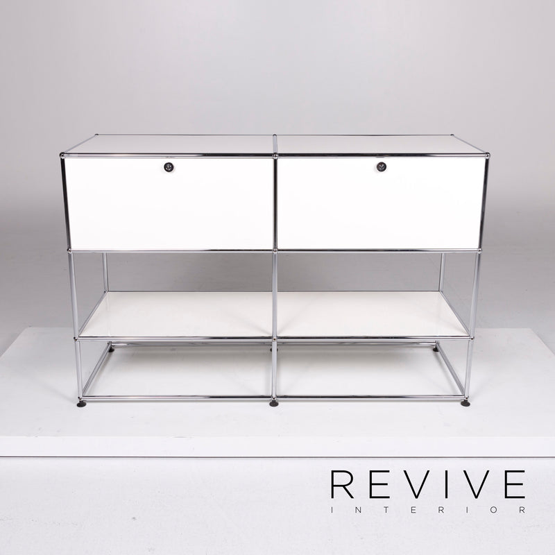 USM Haller Metall Sideboard Garnitur Weiß 2x Regal Chrom Büromöbel 