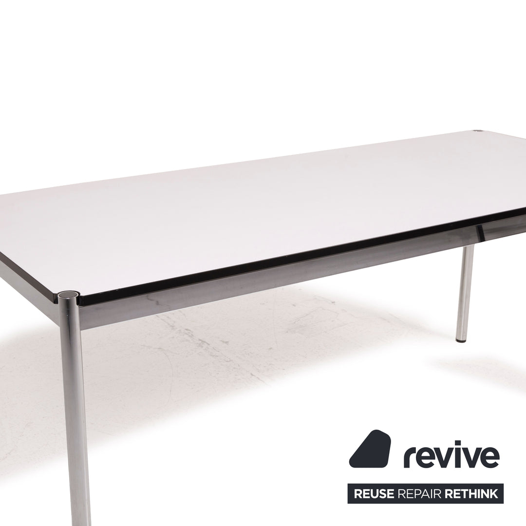 USM Haller Metal Table White Desk Chrome
