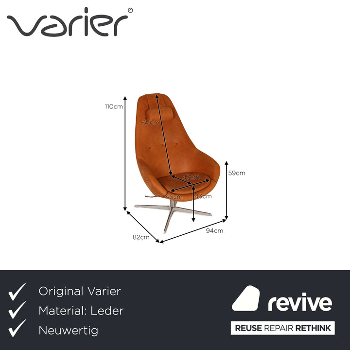 Varier Kokon Leder Sessel Cognac inkl. Hocker Funktion