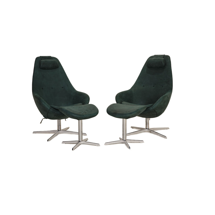 Varier Kokon Leder Sessel Garnitur Petrol inkl. Hocker Funktion