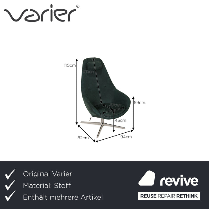 Varier Kokon Leder Sessel Garnitur Petrol inkl. Hocker Funktion