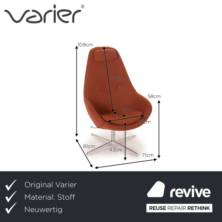Varier Kokon Stoff Sessel inkl. Hocker Orange Rostbraun Kupfer Funktion