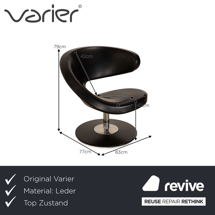 Varier Peel Leather Armchair Black manual function