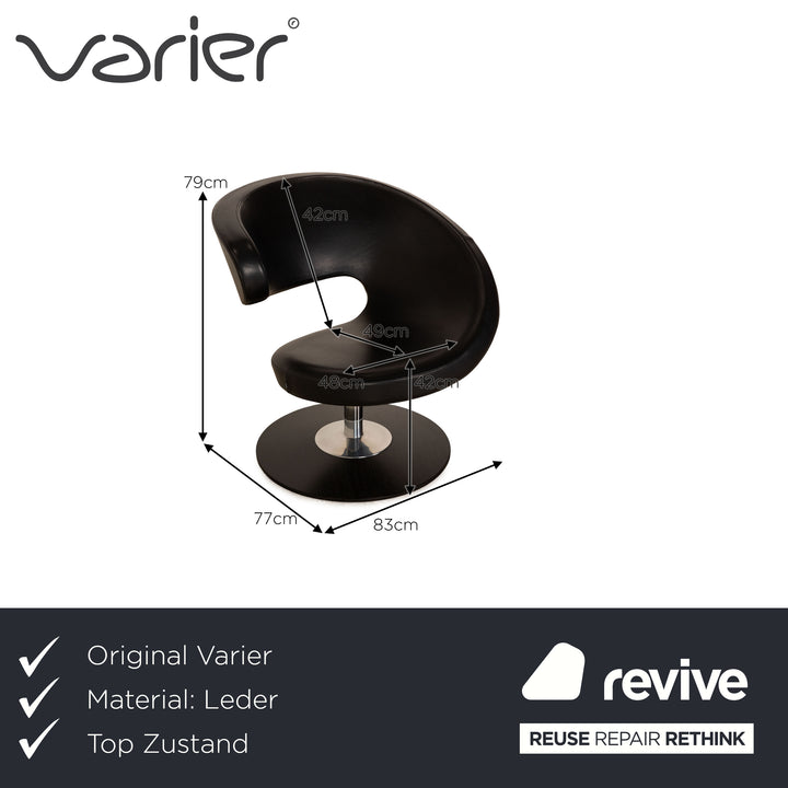 Varier Peel Leather Armchair Black manual function
