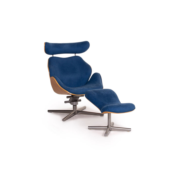 Variér Tok Fabric Wood Armchair Blue Dark Blue Feature Toshiyuki Kita #14791