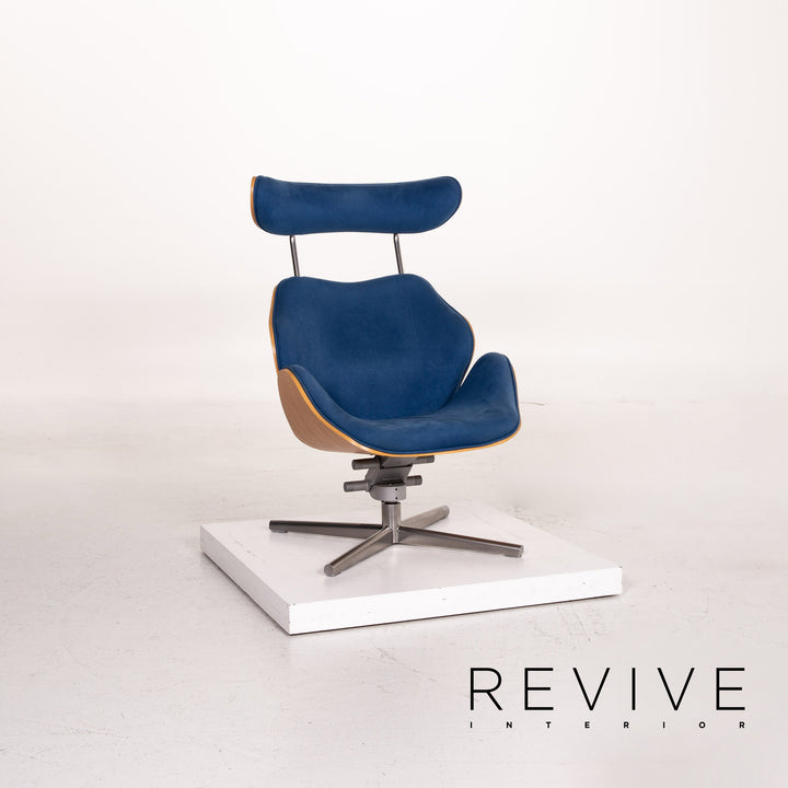 Variér Tok Fabric Wood Armchair Blue Dark Blue Feature Toshiyuki Kita #14791