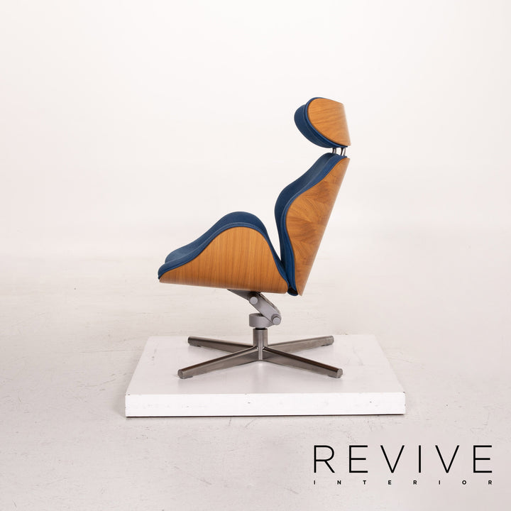 Variér Tok Fabric Wood Armchair Blue Dark Blue Feature Toshiyuki Kita #14791