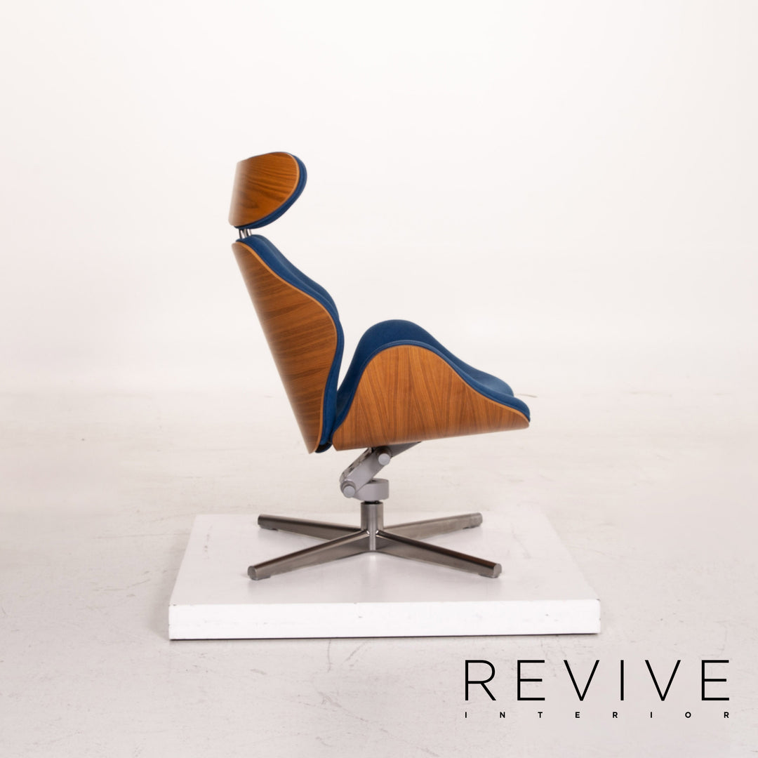 Variér Tok Fabric Wood Armchair Blue Dark Blue Feature Toshiyuki Kita #14791