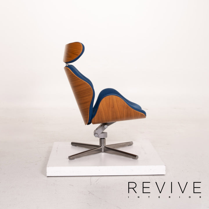 Variér Tok Fabric Wood Armchair Blue Dark Blue Feature Toshiyuki Kita #14791