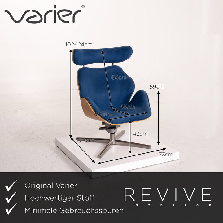 Variér Tok Fabric Wood Armchair Blue Dark Blue Feature Toshiyuki Kita #14791