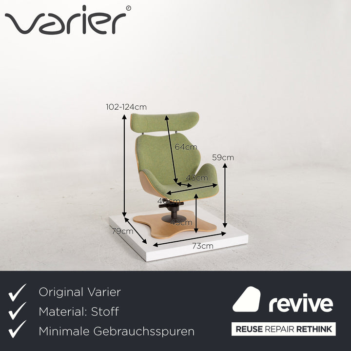 Variér Tok Stoff Holz Sessel Grün Funktion Toshiyuki Kita #13234