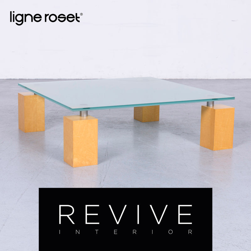 ligne roset Squadra Designer Glastisch Modern Tisch Couchtisch Glas Holz 
