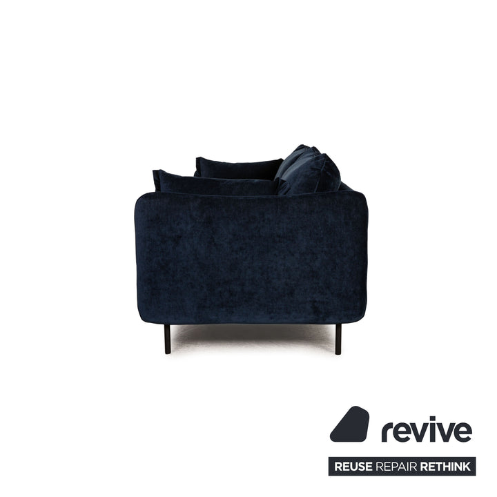 Vilmers Suny Velvet Sofa Blue Three Seater Couch
