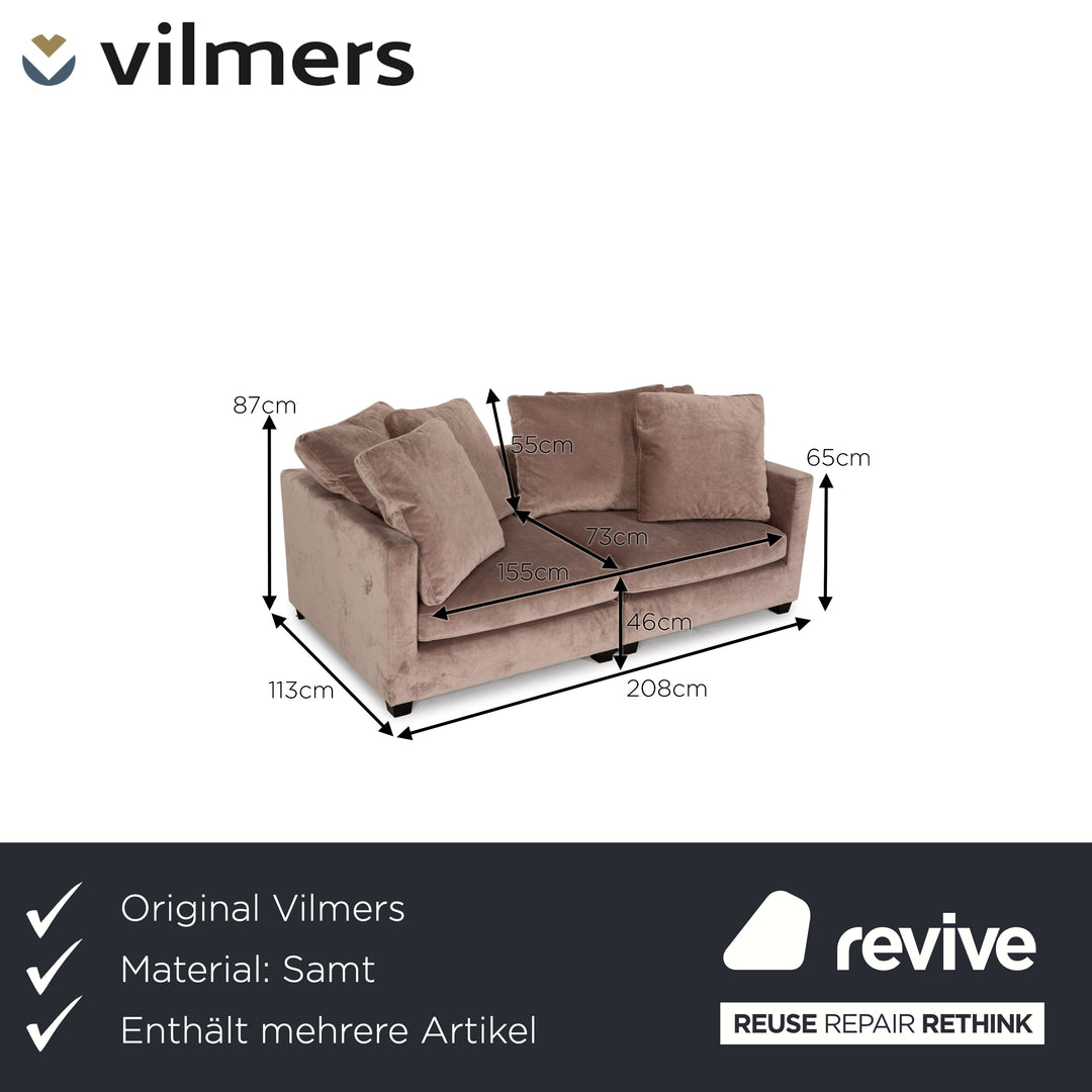 Vilmers Viking Velvet Sofa Beige Two Seater Couch