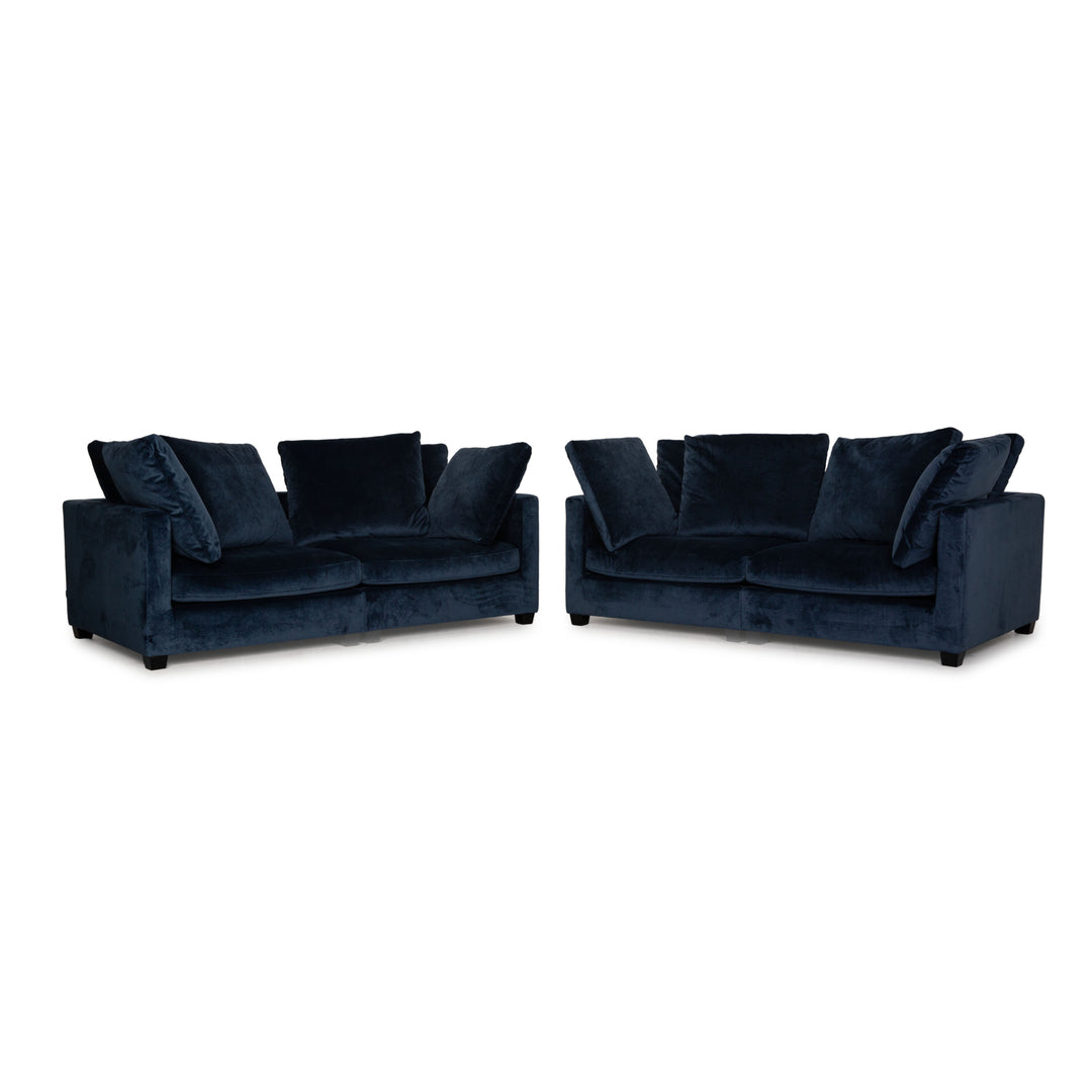 Vilmers Viking Samt Sofa Garnitur Blau Zweisitzer Couch
