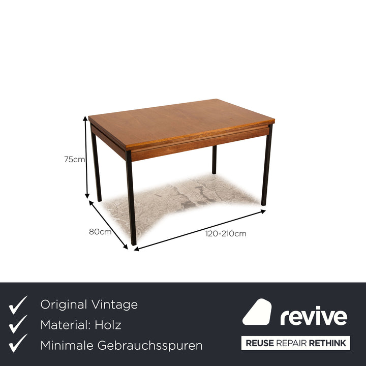 Vintage Esstisch Holz Braun Teak manuelle Funktion Ausziehfunktion Danish Design 120-210 x 80cm