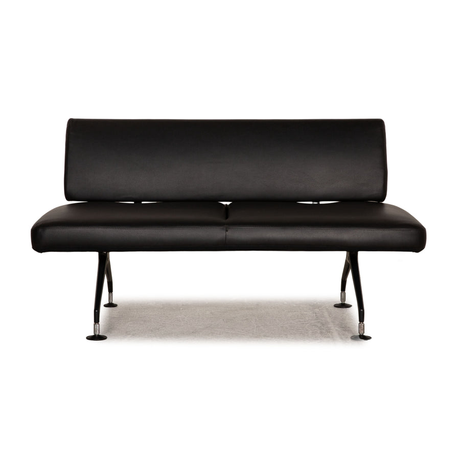 Vitra Area Seating Faux Leather Sofa Black Two Seater Couch