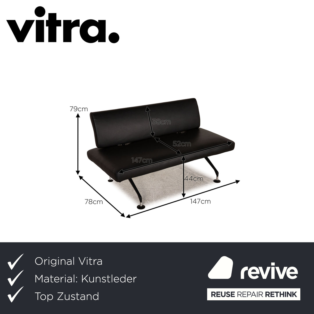 Vitra Area Seating Kunstleder Sofa Schwarz Zweisitzer Couch