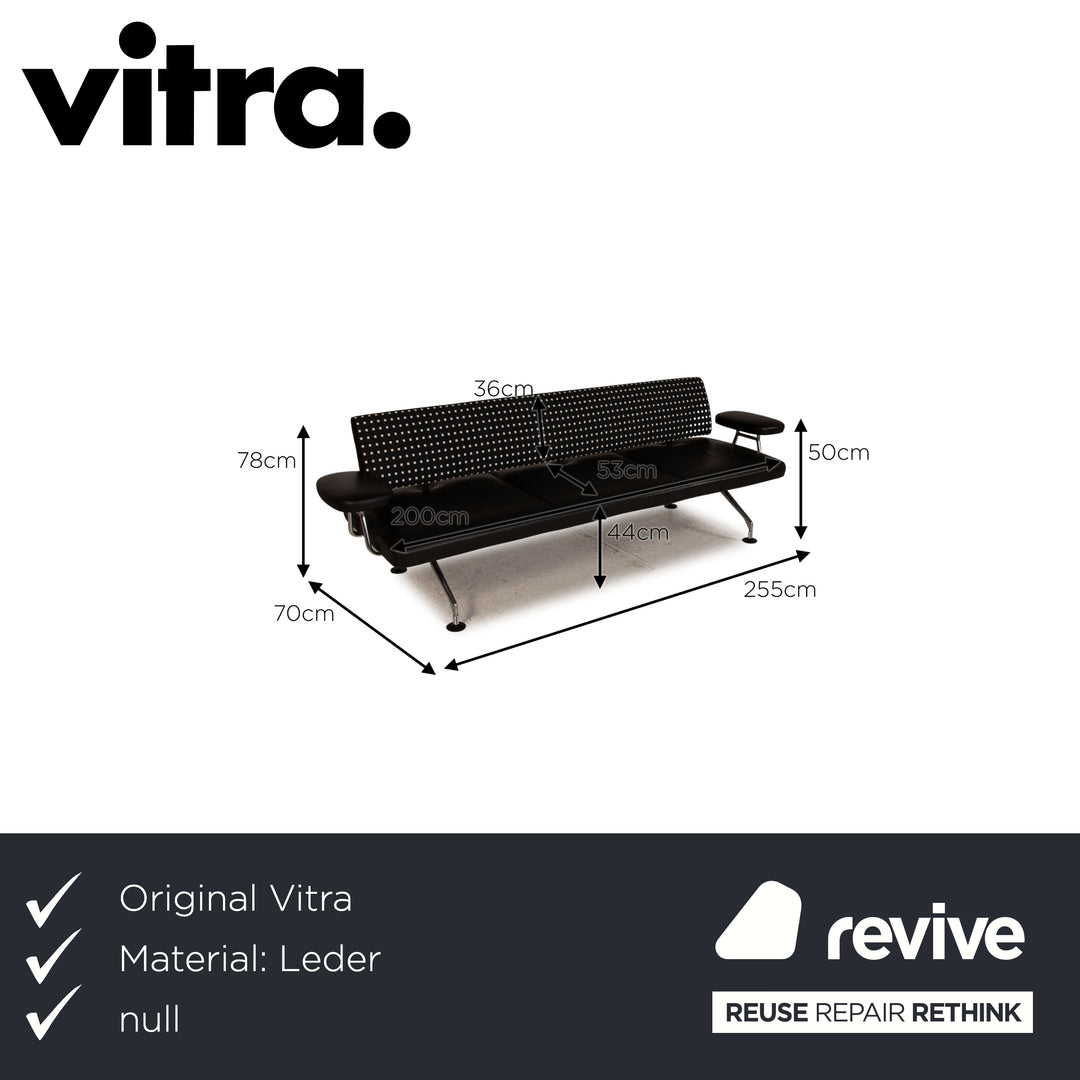 Vitra Area Seating Leder Garnitur Sofa Schwarz Dreisitzer Couch