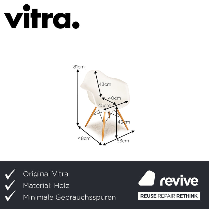 Vitra DAW Eames Plastic Arm Chair Holz Stuhl Weiß