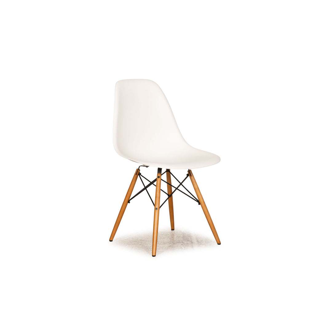 Vitra DSR Eames Plastic Side Chair Holz Stuhl Weiß