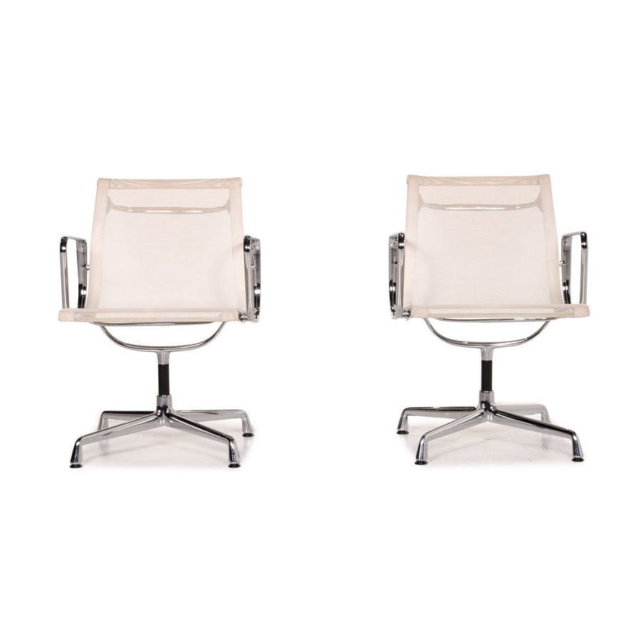 Vitra EA 108 aluminum plastic chair set cream 2x swivel armchair #15667