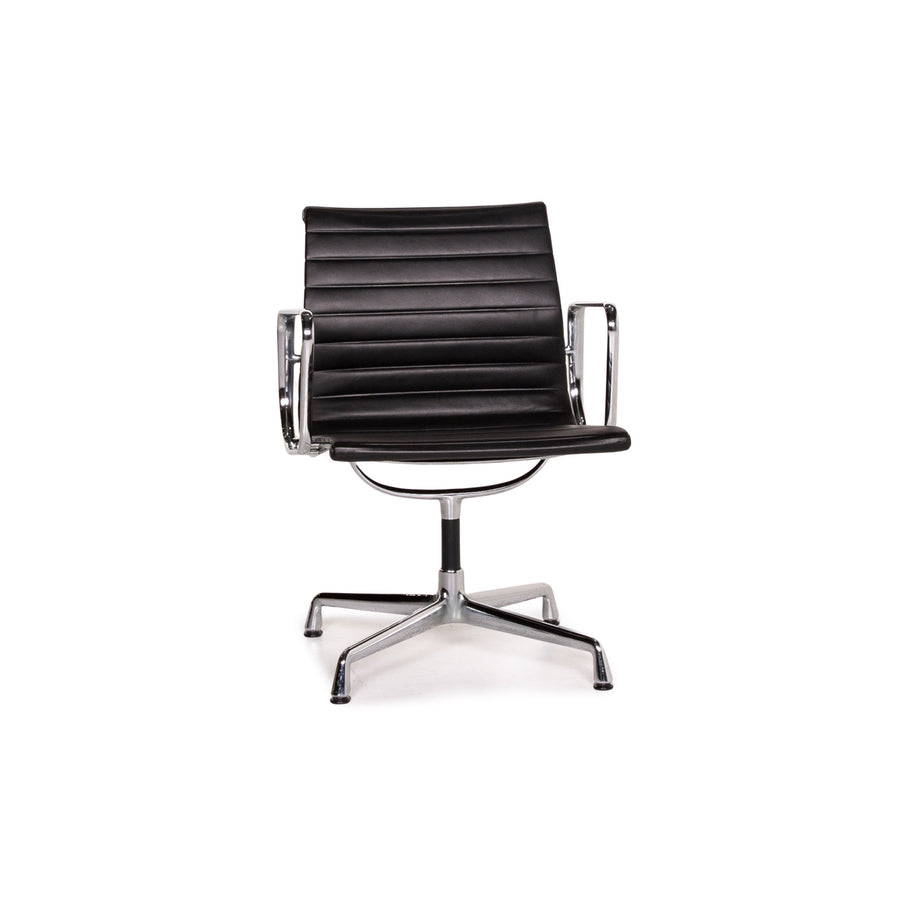Vitra EA 108 Leather Aluminum Chair Brown Dark Brown Swivel #15037