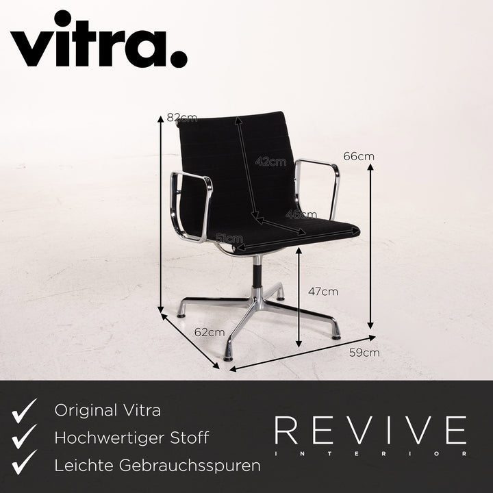 Vitra EA 108 Stoff Aluminium Stuhl Garnitur Schwarz 4s Stuhl Drehbar #15257