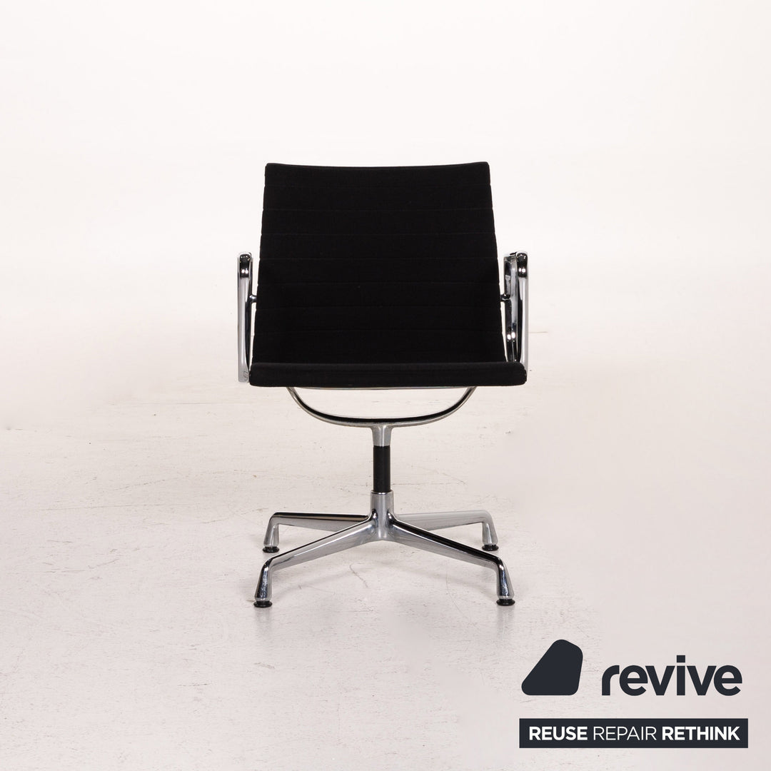 Vitra EA 108 Fabric Aluminum Chair Black Swivel #15256