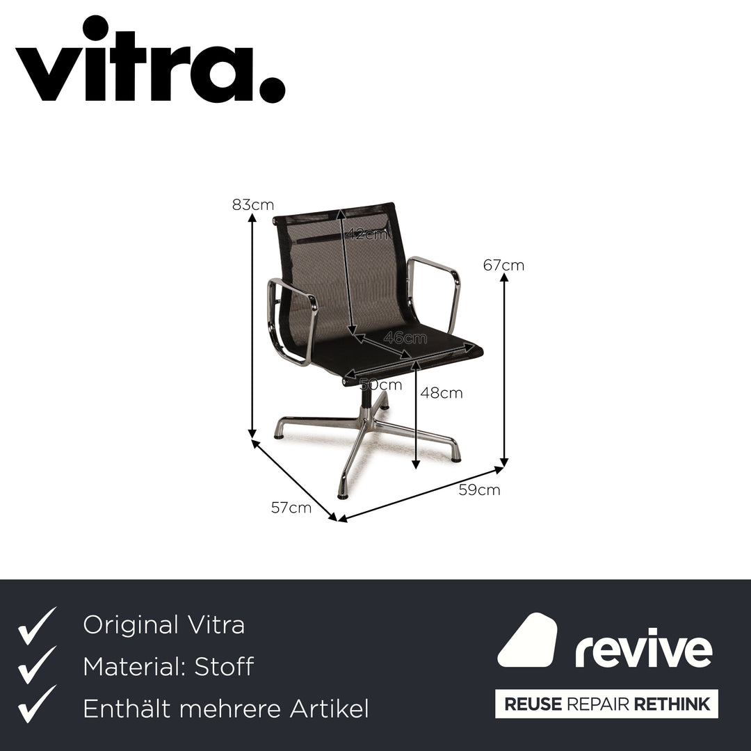 Vitra EA 108 Stoff Stuhl Garnitur Schwarz Netzgewebe