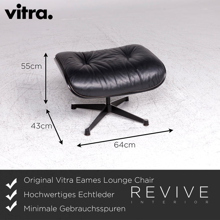 Vitra Eames Lounge Chair Designer Leather Armchair Black incl. Stool #9378