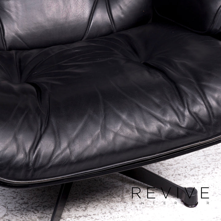 Vitra Eames Lounge Chair Designer Leather Armchair Black incl. Stool #9378