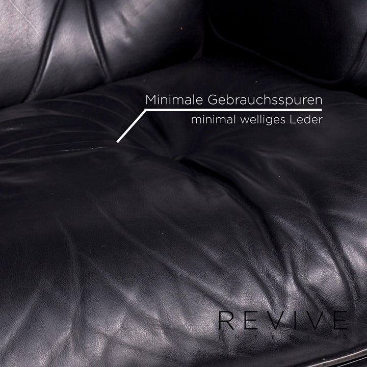 Vitra Eames Lounge Chair Designer Leather Armchair Black incl. Stool #9378