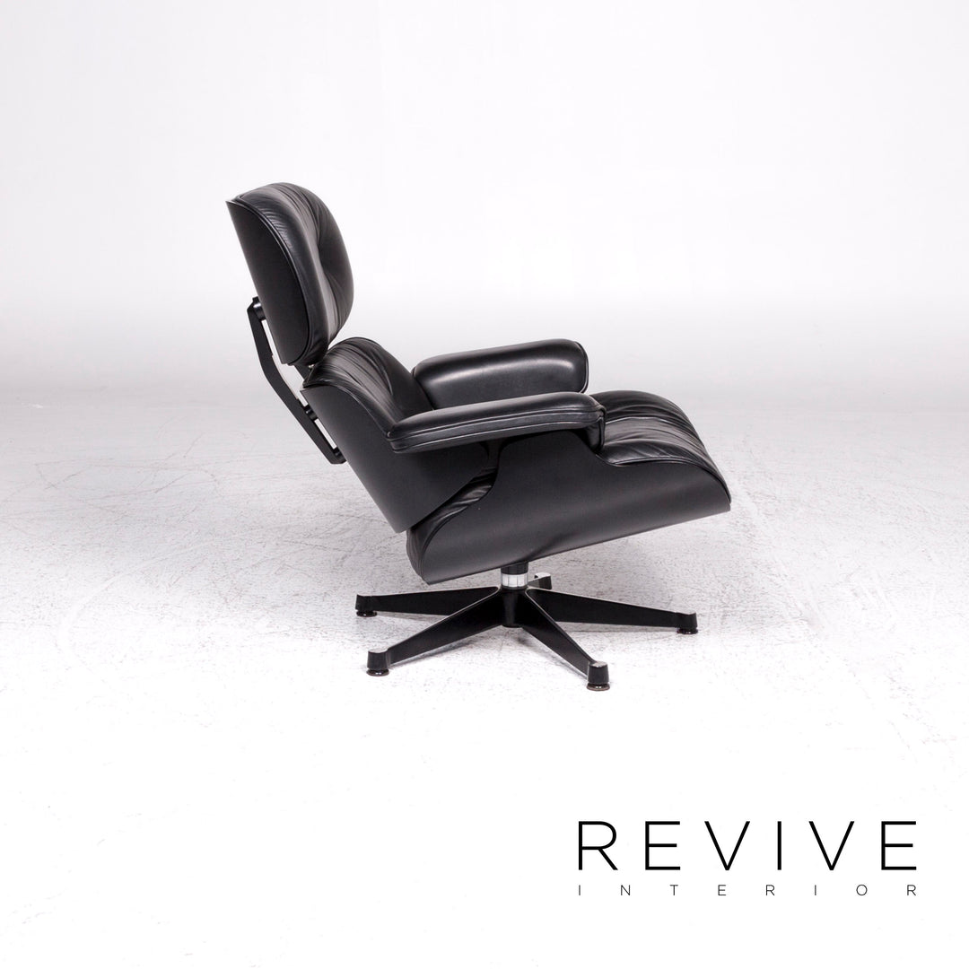 Vitra Eames Lounge Chair Designer Leather Armchair Black incl. Stool #9378